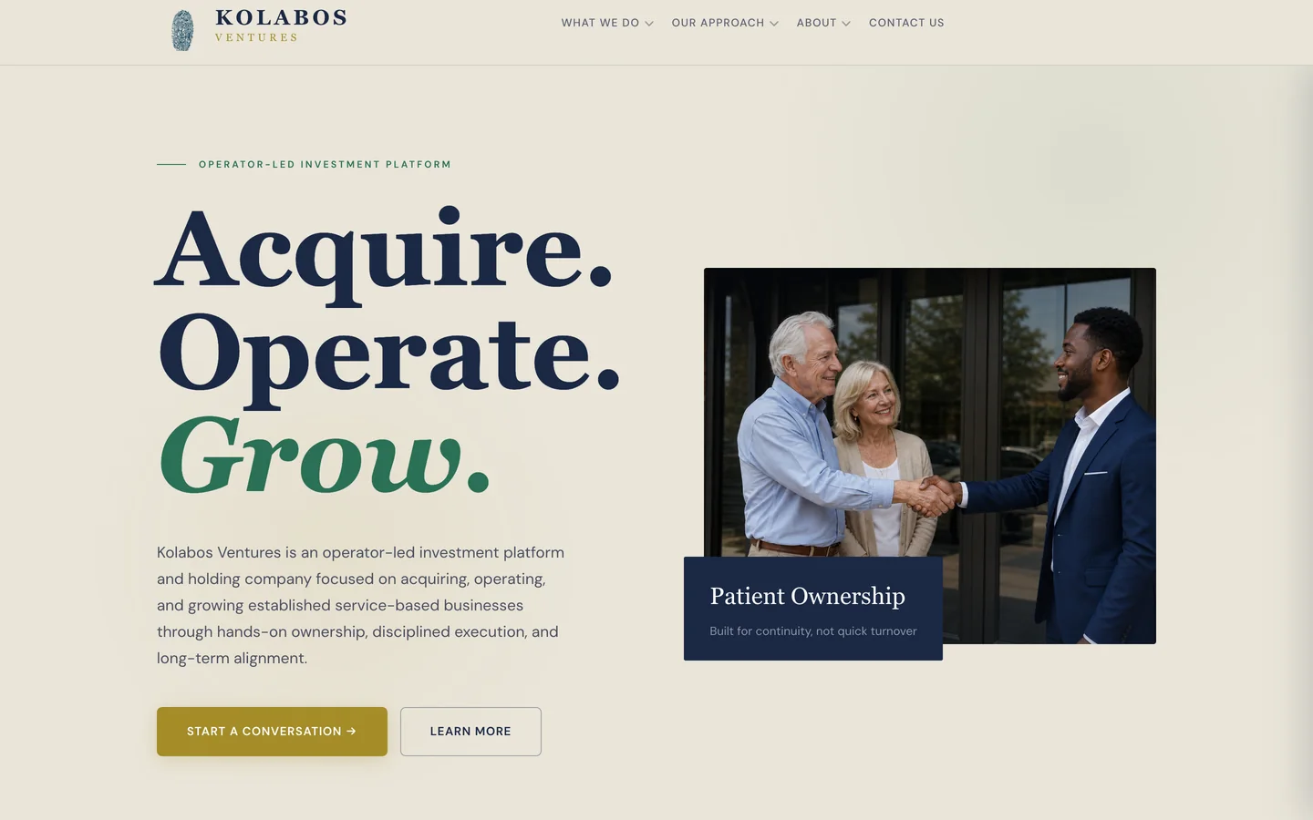 Homepage of the Kolabos Ventures website